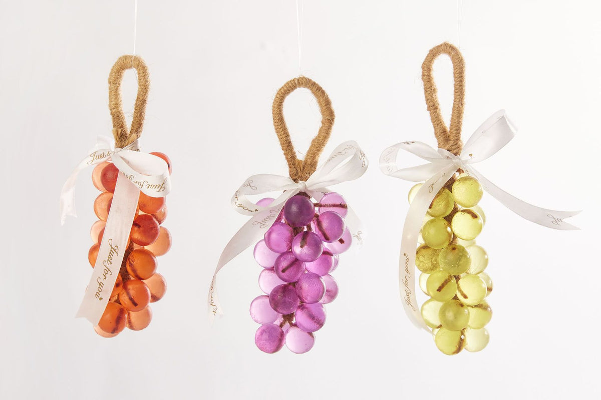 Grape soap bunches in purple, yellow and red