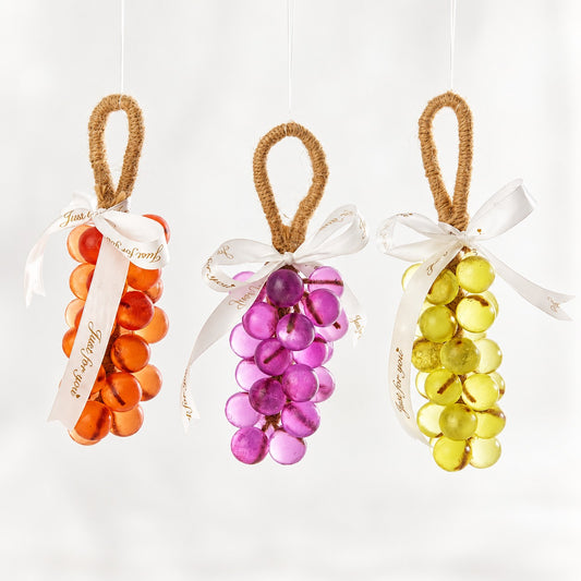 Grape soap bunches in purple, red and yellow